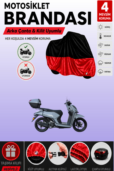 Cemku Double Black Top - Red Bottom, Rear Bag Compatible Yuki Gentle 50 Motor...