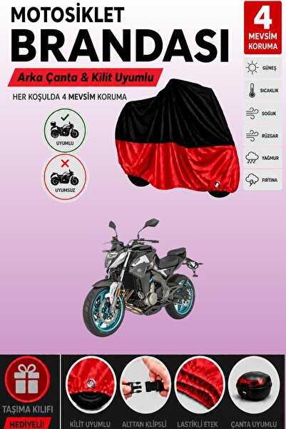 Cemku Double Black Top - Red Bottom, Rear Bag Compatible Cfmoto 650Mt Motorcy...