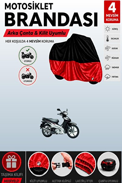 Cemku Double غطاء علوي أسود - سفلي أحمر، غطاء خلفي متوافق مع دراجة هوندا ويف ...