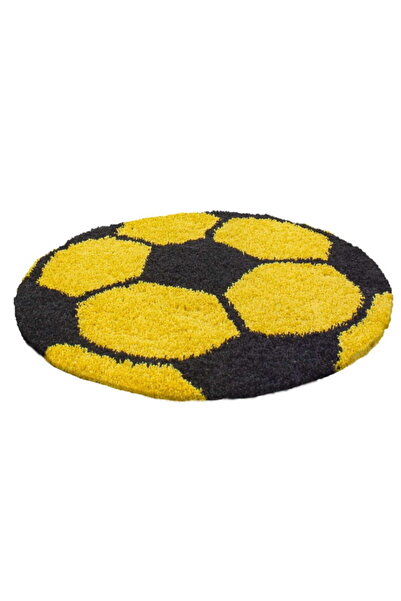 Ayyildyz Shaggy Fun children's Rug , yellow ball, circle, 100 cm x 100 cm