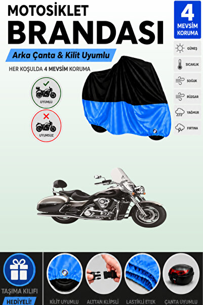 Cemku Double Black Top - Blue Bottom, Rear Bag Compatible Kawasaki Vn 1700 Cl...