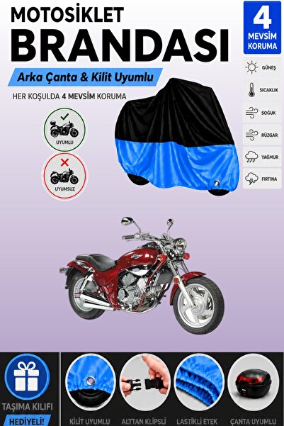 Cemku Double Black Top - Blue Bottom, Rear Bag Compatible Kymco Venox 250 Mot...