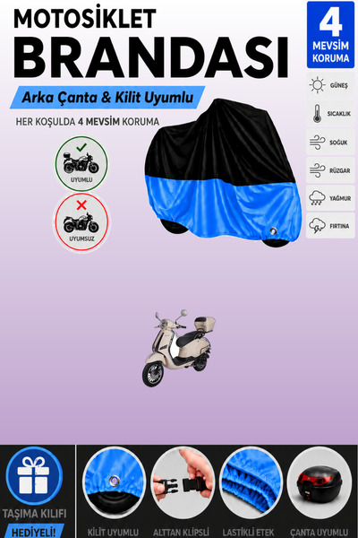 Cemku Double Black Top - Blue Bottom, Rear Bag Compatible Altai Xline 50 Moto...