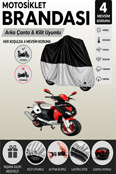 Cemku Double Black Top - Gray Bottom, Rear Bag Compatible Mondial 150 Rf Moto...