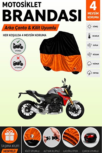 Cemku Double Black Top - Orange Bottom, Rear Bag Compatible Bmw F 900 R Motor...