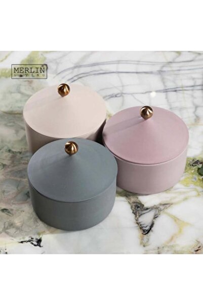 OTHE Scandinavian Decor Storage Ceramic Candle Jar beige color