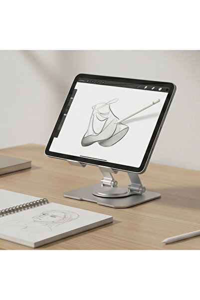 wiks 360 °   Rotatable Foldable Metal Tablet Stand – Desktop Holder Compatible with Phones and Tablets