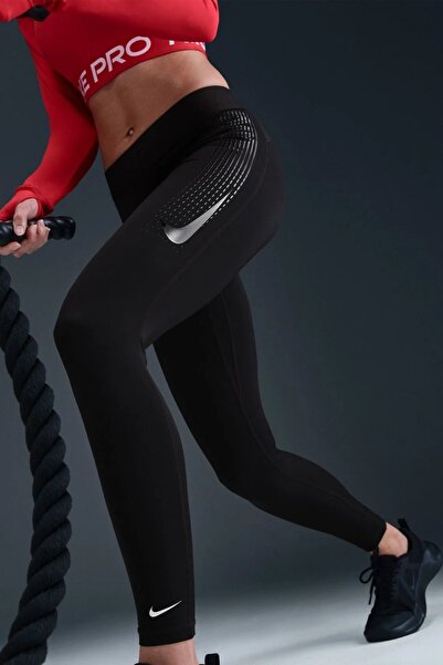 Nike Colanți de antrenament pentru femei Pro 365 Mid Rise Dri-Fit, cu imprime...