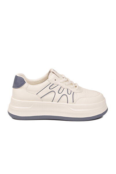 Kristen Que White Blue Lace-Up Women's Sneakers