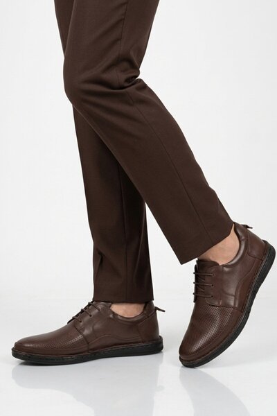 Aspor Brown Genuine Leather Men's Casual Shoes