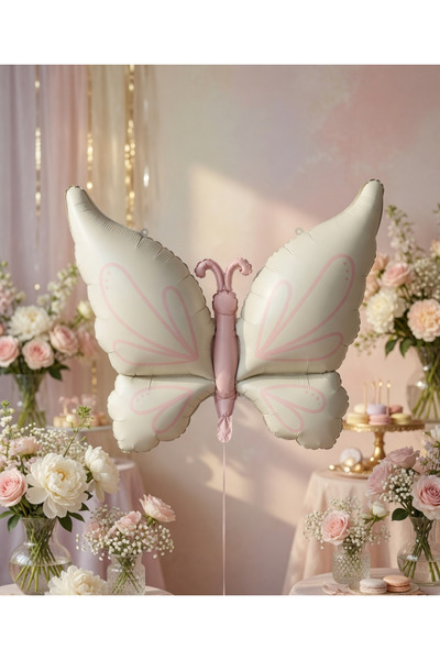 DODOMAR Retro White Butterfly Foil Balloon 73.5X94 cm Party Decoration Ornament