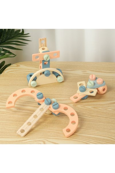 LITTLE ANGEL Wooden Kids DIY Construction Building Toy Set