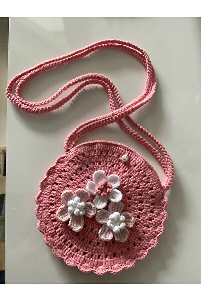 MADE BY PERİ Hand Knitted Floral Shoulder Bag for Girls - Knitted Bag with Pe...