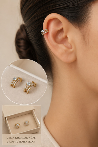 Jack Ferrero Zircon Stone Detailed Cartilage Earring/Earcuff/Conch (No Pierci...