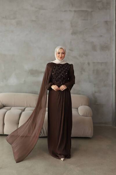 asyadabutik Women's Shoulder Tulle Detailed Chest Pearl Embroidered Yoryo Chi...