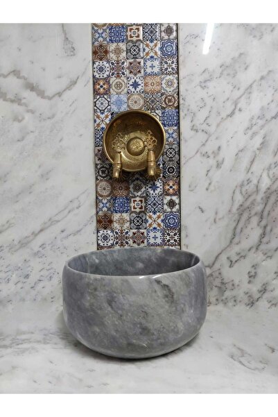 banyodecor Gri Modern Düz Mermer Kurna