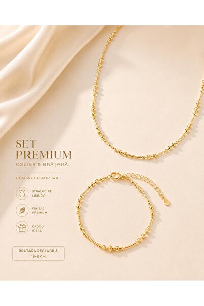 OEM Set Colier și Brățară Placate cu Aur 14K, Model Elegant Minimalist Luxury...