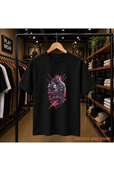 playwear Tricou cu decolteu rotund, 100% bumbac, cu imprimeu vizual „War Ches...