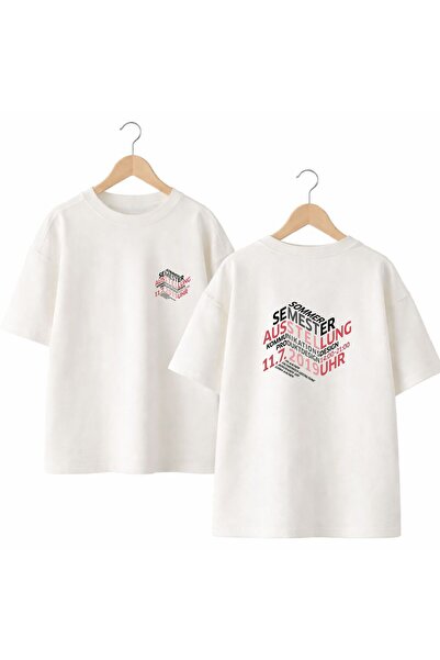 playwear Semester Summer Back and Front Chest Printed 100% Cotton Oversize Lo...