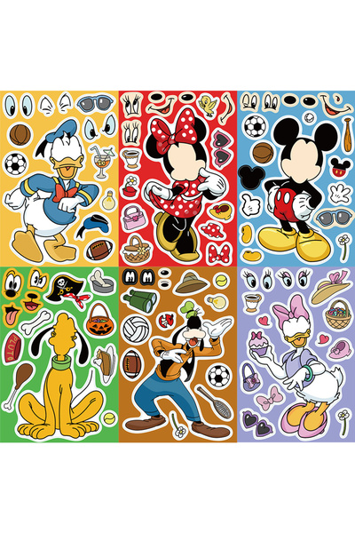Choice1 16PCS 8/16sheets Disney Mickey Minnie Make a Face Puzzle Stickers Cut...
