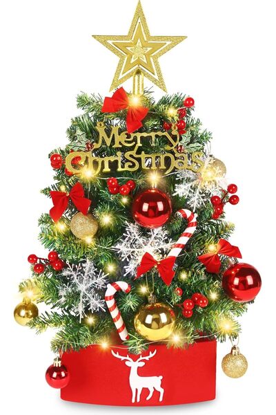 Other DTYDECLE 60 cm Artificial Mini Christmas Tree with Ornaments for Table ...