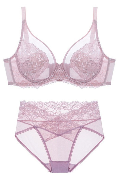 JInsh Lace Sheer Bra & High Waist Panty Set, Ultra-Thin Breathable Lingerie, ...