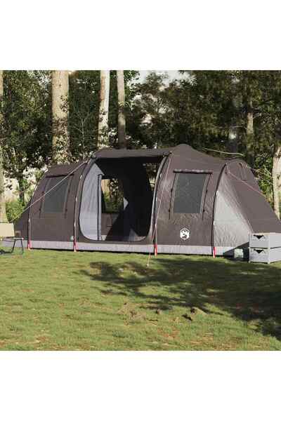 vidaxl Cort de camping tunel pentru 4 persoane, maro, impermeabil