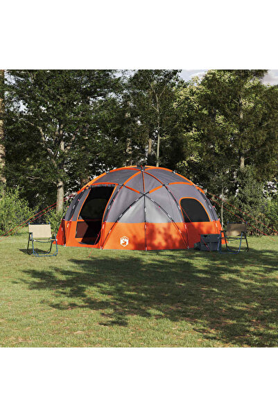 vidaxl Cort cu dome Gri si Portocalie 475 x 475 x 235 cm tafta