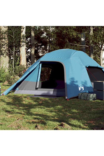 vidaxl Cort de camping cupola pentru 4 persoane, albastru, impermeabil