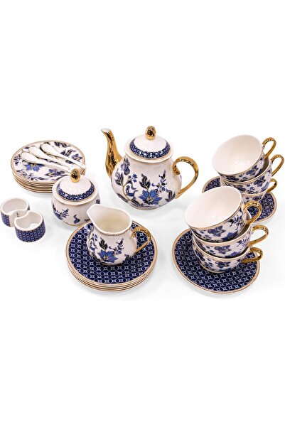 B & S B&S 31-Piece Porcelain Tea Set | French Floral Vintage Tea Cup Saucer S...