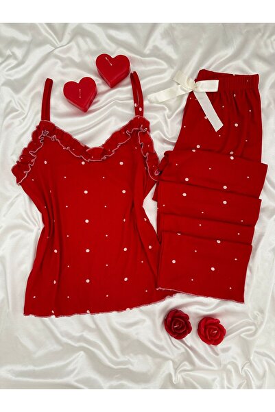 Lena Homewears Women's Strappy Frilly Pajama Set
