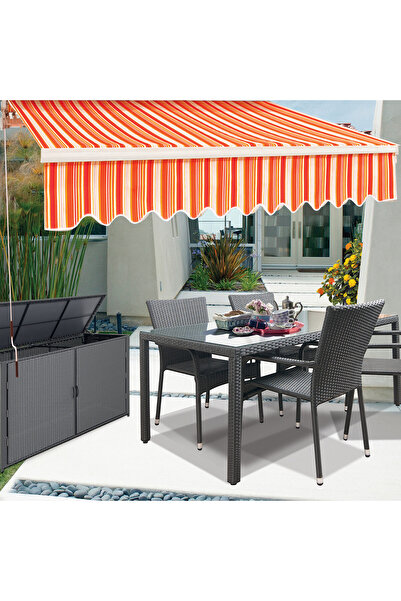 KÜSKÜ Polyester Bahçe Balkon Tentesi 400x250 cm Multicolor Güneşlik Gölgelik ...