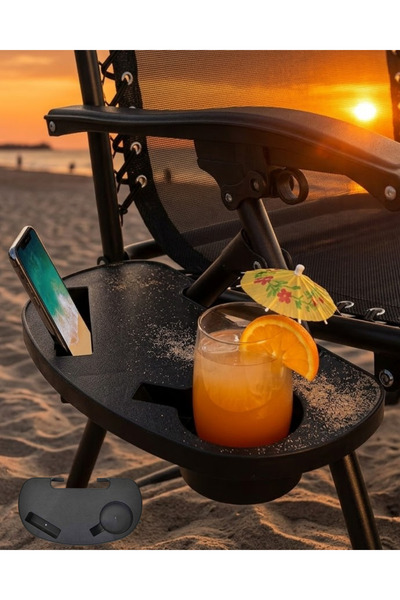 renklime Outdoor Kamp Sandalyesi Yanlık Tepsi Pratik Telefon Bardak Standı