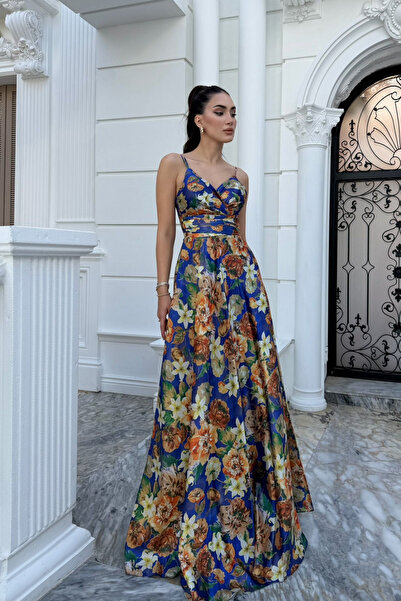 Sindimoda Feza Desenli Askı Detay Abiye 1093