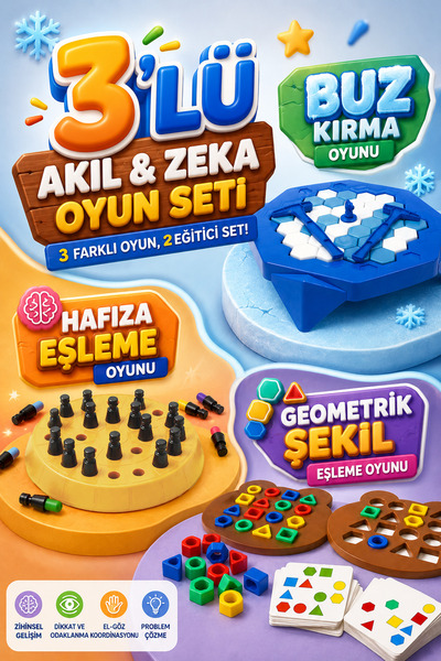 3-Piece Playset - Ice Kingdom -Geometric Shape Matching Game - Memory Matching Game - Educational and Educational Playset
