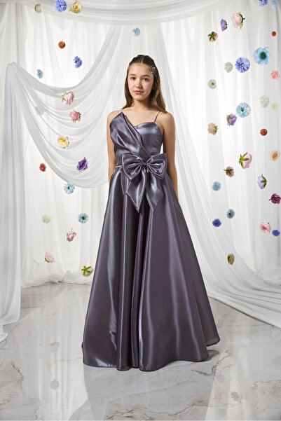Orca Kids Fashion 10-15 Fiyonk Maxi Shiny Evening Dress Gray