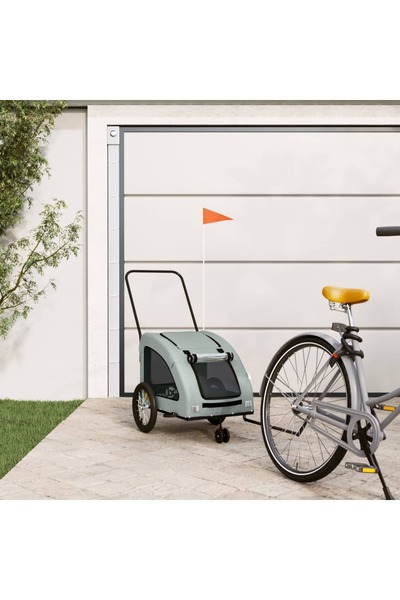 vidaxl Remorcă de bicicletă animale companie, gri, textil oxford/fier