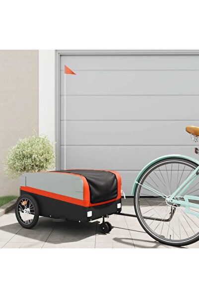 vidaxl Bicycle trailer, black and orange, 45 kg, iron