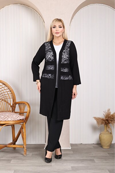 sinemisxxl Lace Front Lycra Viscose Plus Size Jacket