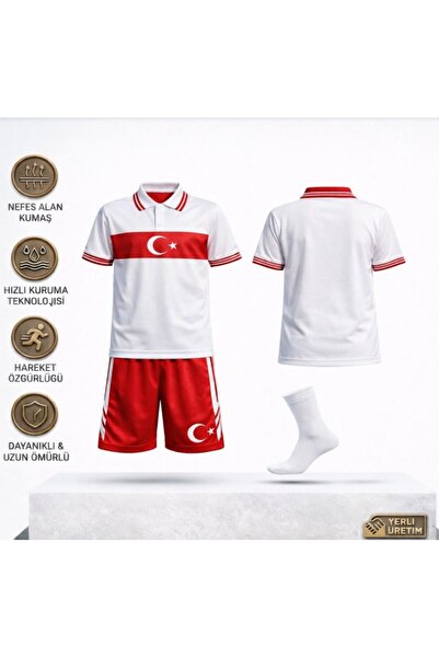 sonvadi Türkiye Yakalı Çocuk Futbol Forması Takımı Özel Tasarım 3'Lü Set Form...