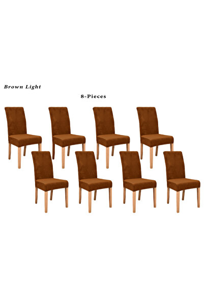 Evory Home Velvet Dining Fitted Chair Covers Set of 8 Stretch Elastic Soft Ch...