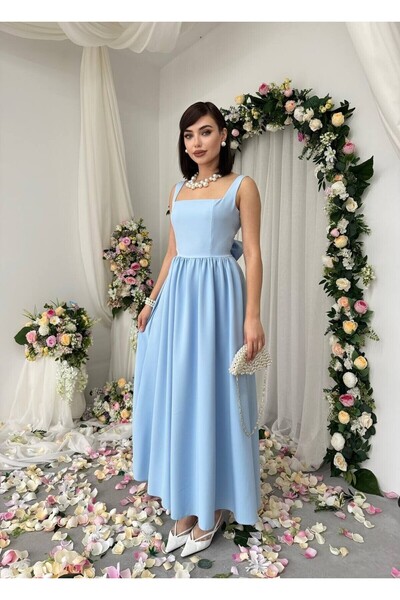 Caddebostan Moda Stylish Midi Dress with Bow Detail on the Back and Straps, G...