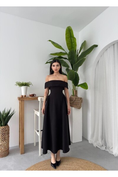 Caddebostan Moda Women's Strapless Off-Shoulder Midi Length Event and Evening...