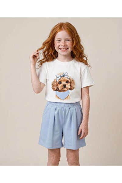 LOCO LOCO Li̇mi̇ Girl's Soft, Flexible, Structured Combed Cotton Shorts Set