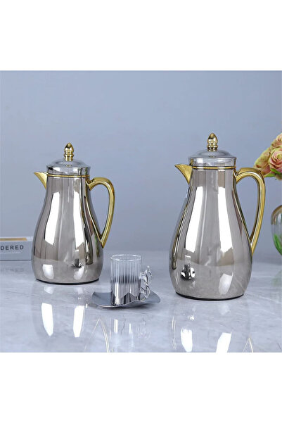 Al Hadaya Mall Trumus Steel Luxury Chrome and Gold Set 1 and 0.7 Liter