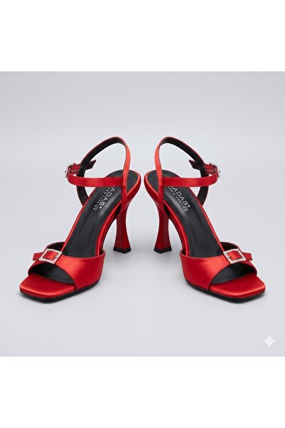 KİNDEP (Dekas) Women's Heeled Shoes with Front Buckle Detail Red