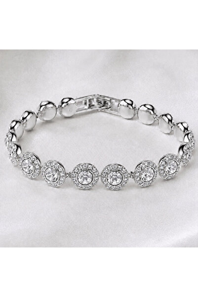 OEM Angelic Silver Tennis Bracelet – Sparkling Crystals, Elegant Adjustable D...