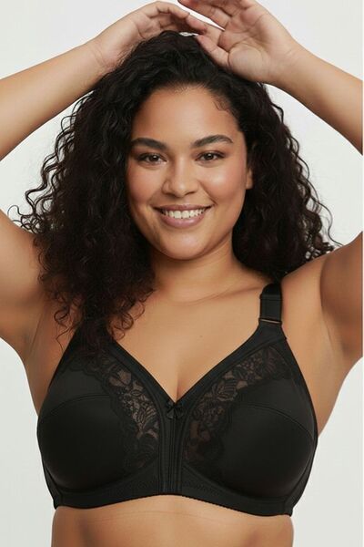 Brashop Black Plus Size Premium Quality Women's Lace Gathering Bra C Cup - Co...