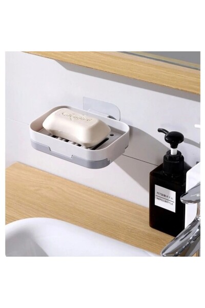 BRAMBLE LIFE Drainable Adhesive Soap Holder Soap and Dish Sponge Stand