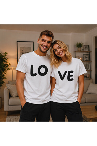 VODEXA Tricou oversize unisex cu imprimeu LOVE, 100% bumbac, croială conforta...